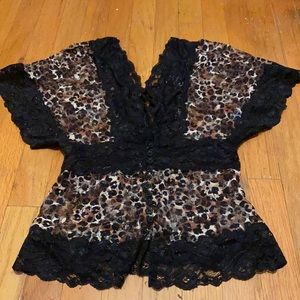 Charlotte Russe Cheetah Print Lace Top